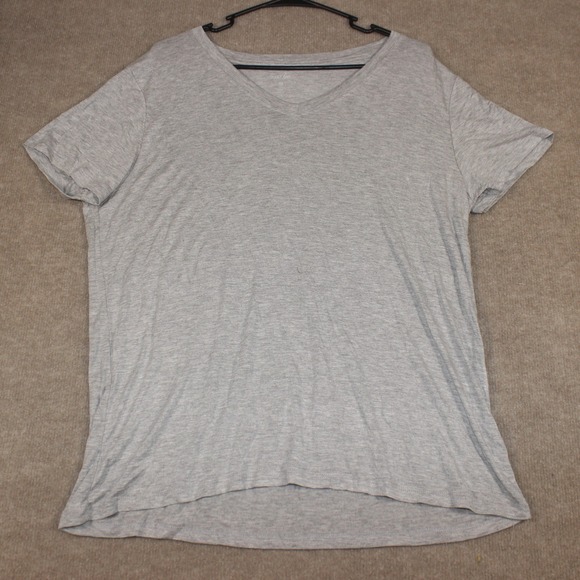 just be Tops - Just Be Womens V-Neck T-Shirt Heather Gray Short Sleeve Rayon Blend XL